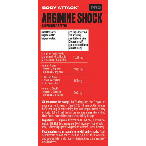 Body Attack Arginine Shock aminokiselina, 80 kapsula 