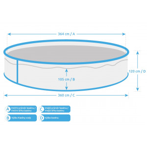 Bazén Orlando 3,66x1,22 m RATAN - telo bazéna + fólia 