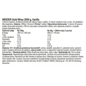 Weider Gold Whey Protein, 2000 g vanilla 