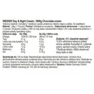 Weider Day Night kazein, 1800 g chocolate-cream 