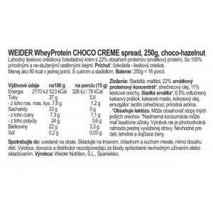 Weider Whey Protein Creme, 250 g čokolada-lješnjak 