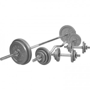 Gorilla Sports Universal klupa za težinu + set od lijevanog željeza 108kg 30/31 mm 