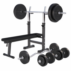 Gorilla Sports Multifunkcionalna podesiva klupa s nosačem + set utega 100kg  30/ 31 mm 