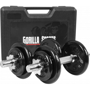 Gorilla Sports 20 KG set od jedne ruke od lijevanog željeza + futrola 