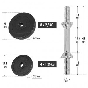 Gorilla Sports set cementnih jednoručnih šipki s utezima 2x15 kg 30/31 mm 