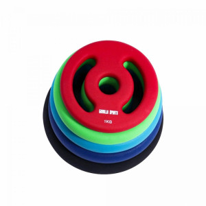 Gorilla Sports Set neoprenskih utega / diskova 2 kg (2x1,0) crvena 