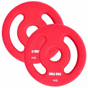 Gorilla Sports Set neoprenskih utega / diskova 2 kg (2x1,0) crvena 