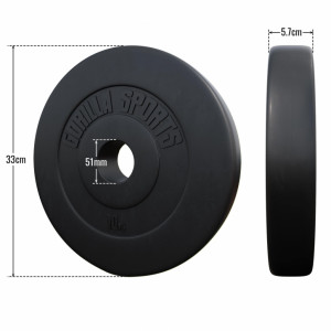 Gorilla Sports Olympic cementni disk obložen plastikom 1,25 kg - 15 kg 50 /51 mm 10 kg 10 kg 