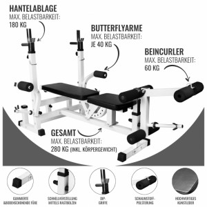 Gorilla Sports Univerzalna klupa za vježbanje bjela 