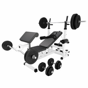 Gorilla Sports Univerzalna klupa za vježbanje + set utega 100 kg 30/31 mm 