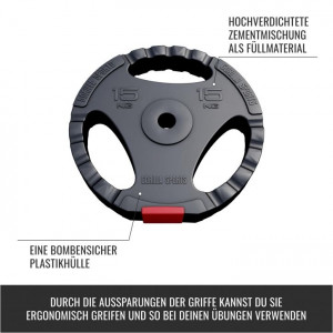 Gorilla Sports plastificiran cementni disk (GRIP) 1,25kg - 15kg / 31mm 15 kg 