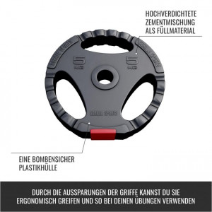 Gorilla Sports plastificiran cementni disk (GRIP) 1,25kg - 15kg / 31mm 5 kg 