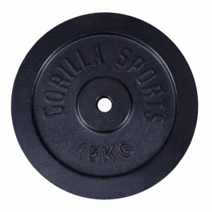 Gorilla Sports Željezni disk za šipke 0,5kg - 30 kg 30/31mm crna 15 kg 