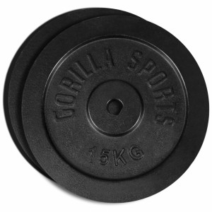 Gorilla Sports Set diskova od lijevanog željeza 30 KG (2x 15 KG) crna SET 30KG (2x15kg) 