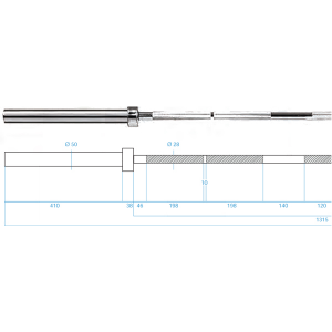 HMS Olimpijska os PREMIUM GO700 220 cm x 50 mm 