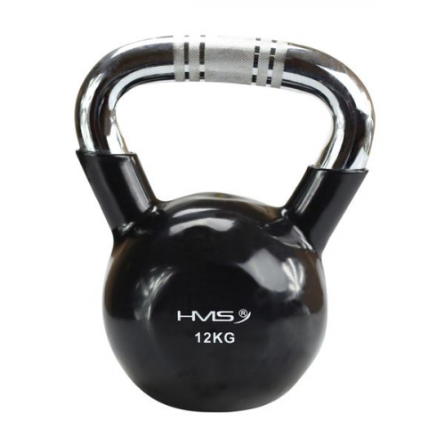 HMS Kettlebell s kromiranom ručkom KTC 12 kg crne boje 