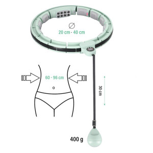 HMS Masažni hula hoop HHM13 s utegom, magnetima i brojačem zeleni 