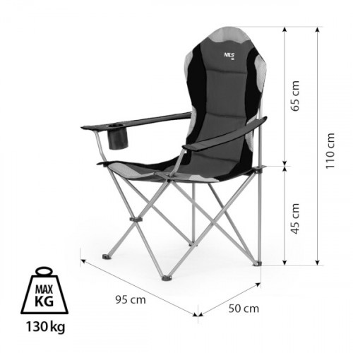 HMS Sklopiva stolica NILS Camp NC3080 tamno siva 