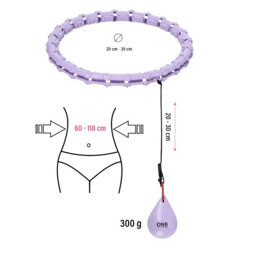 HMS ONE Fitness OHA02 masažni hula hoop set s utezima i pojasom za mršavljenje BR160 ljubičasta 