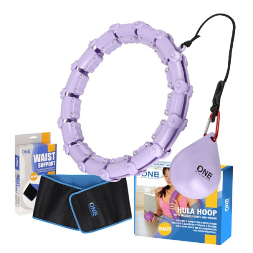 HMS ONE Fitness OHA02 masažni hula hoop set s utezima i pojasom za mršavljenje BR160 ljubičasta 