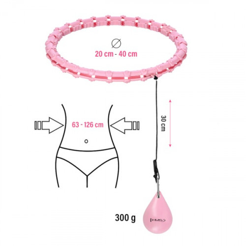 HMS Masažni hula hoop HHW11 PLUS SIZE s utegom ružičasta 