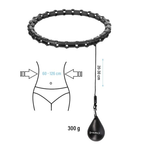 HMS Sada černé masážní Hula Hoop se závažím HHW11 a zeštíhlujícího bederního pásu BR163 PLUS SIZE HMS Sada černé masážní Hula Hoop se závažím HHW11 a zeštíhlujícího bederního pásu BR163 PLUS SIZE