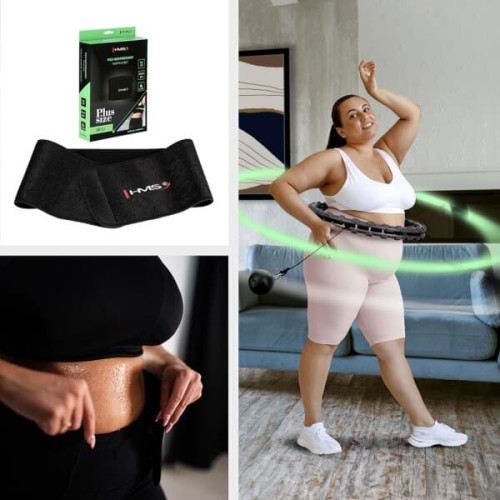 HMS Sada černé masážní Hula Hoop se závažím HHW11 a zeštíhlujícího bederního pásu BR163 PLUS SIZE HMS Sada černé masážní Hula Hoop se závažím HHW11 a zeštíhlujícího bederního pásu BR163 PLUS SIZE