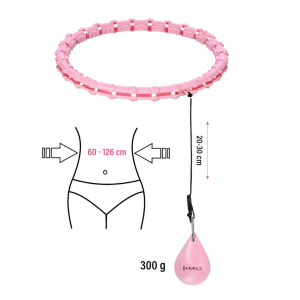 HMS ružičasti Hula Hoop set za masažu s utegom HHW11 i pojasom za mršavljenje u struku BR163 PLUS SIZE 