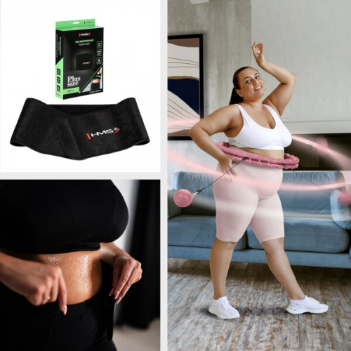 HMS ružičasti Hula Hoop set za masažu s utegom HHW11 i pojasom za mršavljenje u struku BR163 PLUS SIZE 