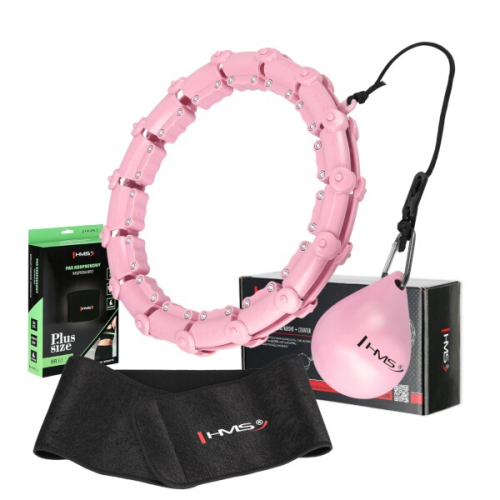 HMS ružičasti Hula Hoop set za masažu s utegom HHW11 i pojasom za mršavljenje u struku BR163 PLUS SIZE 