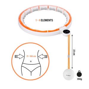 HMS Masážní hula hoop HHM21 se závažím, magnety a počítadlem bílá/oranžová 