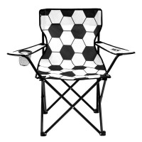Bijelo-crni sklopivi tabure - print nogometne lopte 