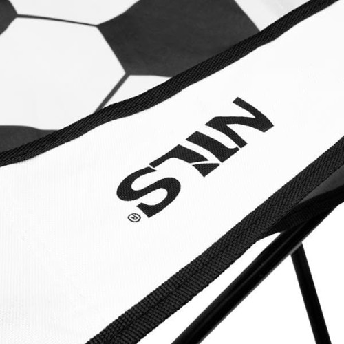 Bijelo-crni sklopivi tabure - print nogometne lopte 