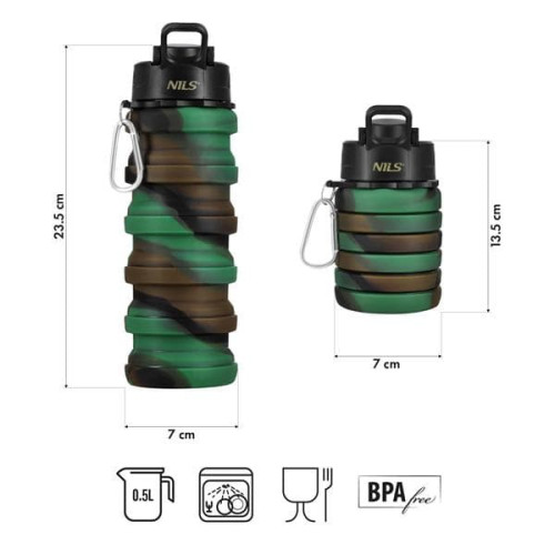 Silikonska sklopiva boca za vodu NC4106 500 ml NILS CAMP 