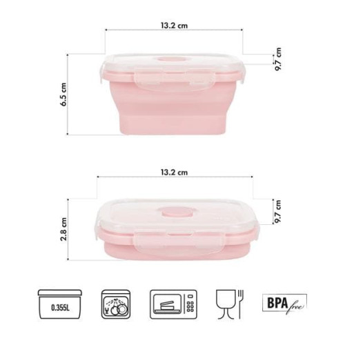 Ružičasta sklopiva kutija za ručak od 355 ml, NILS CAMP posuda Ružičasta sklopiva kutija za ručak od 355 ml, NILS CAMP posuda