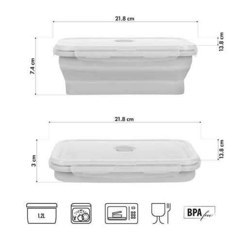 Siva sklopiva kutija za ručak od 1200 ml, NILS CAMP posuda Siva sklopiva kutija za ručak od 1200 ml, NILS CAMP posuda