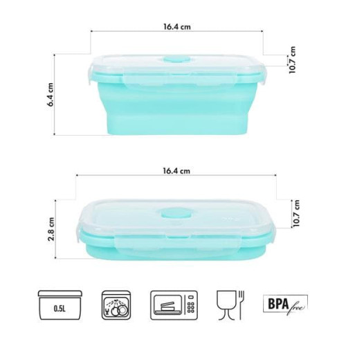 Sklopiva kutija za grickalice boje mente, 500 ml, NILS CAMP posuda Sklopiva kutija za grickalice boje mente, 500 ml, NILS CAMP posuda