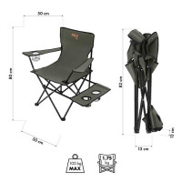 Sklopiva kamperska stolica s držačem, kaki NC3301 