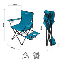 Sklopiva kamperska stolica s postoljem, plavo-siva NC3301 