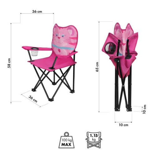 Nils Fun Dječja sklopiva stolica za djevojčice NC3305 Mačka Nils Fun Dječja sklopiva stolica za djevojčice NC3305 Mačka