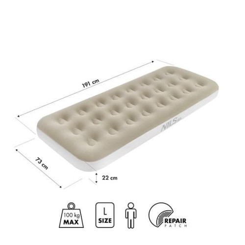 Nils Camp Napuhac za krevet 191x73x22 cm, bež NC2801 