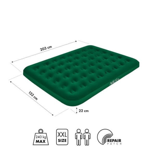 Napuhni krevet za dvoje 203x152x22 cm, zeleni NC2803 