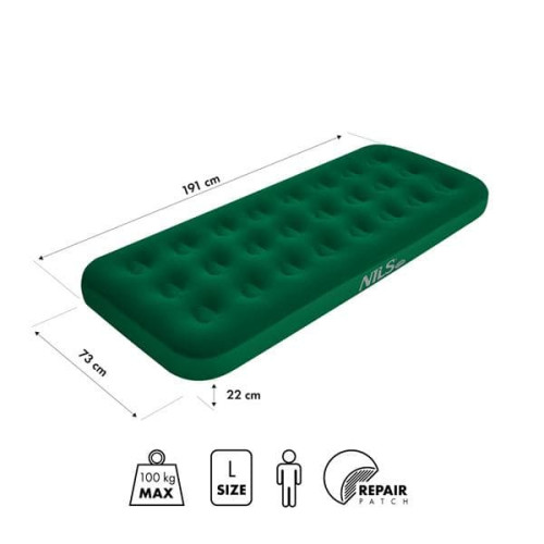 Nils Camp Madrac na napuhavanje 191x73x22 cm, zeleni NC2801 Nils Camp Madrac na napuhavanje 191x73x22 cm, zeleni NC2801
