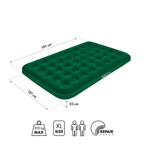 Napuhni krevet za dvoje 191x137x22 cm, zeleni NC2802 