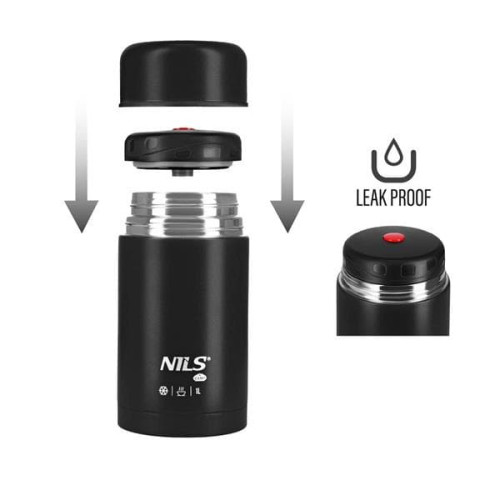 Crna termosica za hranu Nils Camp, 1000ml, težina 650g 