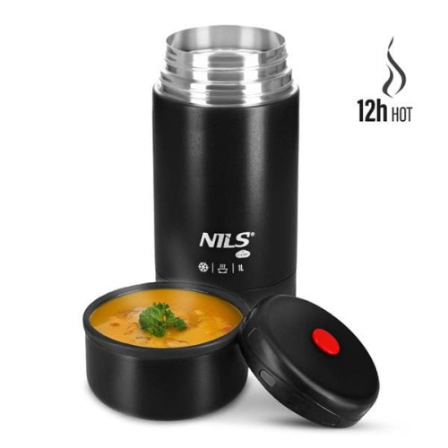 Crna termosica za hranu Nils Camp, 1000ml, težina 650g 