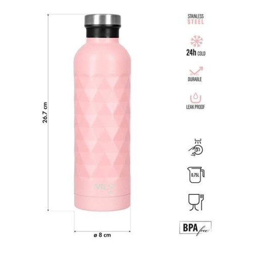 Termoska boca za vodu, održava nisku temperaturu, volumen 750ml Nils Camp Termoska boca za vodu, održava nisku temperaturu, volumen 750ml Nils Camp