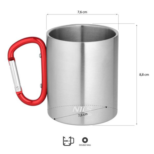 Šalica s karabinerom 300 ml crvena Nils Camp NC17110 Šalica s karabinerom 300 ml crvena Nils Camp NC17110