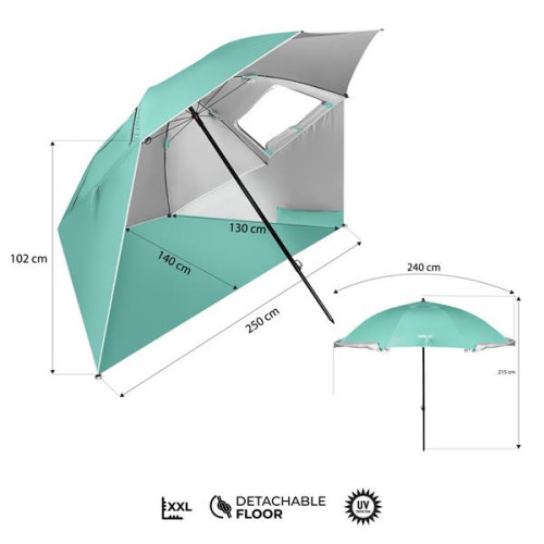 Zeleni suncobran za plažu / paravan 240 cm Nils Camp Zeleni suncobran za plažu / paravan 240 cm Nils Camp