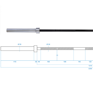 HMS osovina za funkcionalni trening Premium GCF700 220 xm x 50 mm 